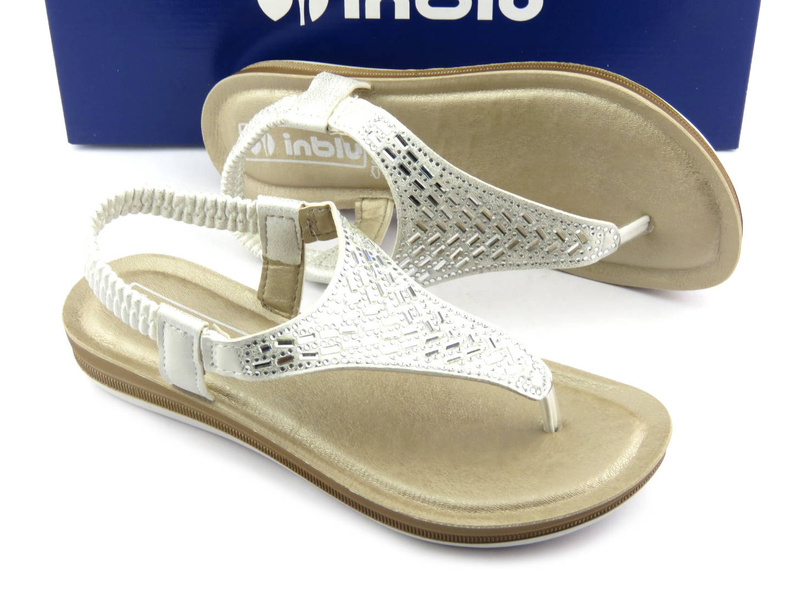 Sandały, japonki damskie wsuwane - Inblu BA-43, białe