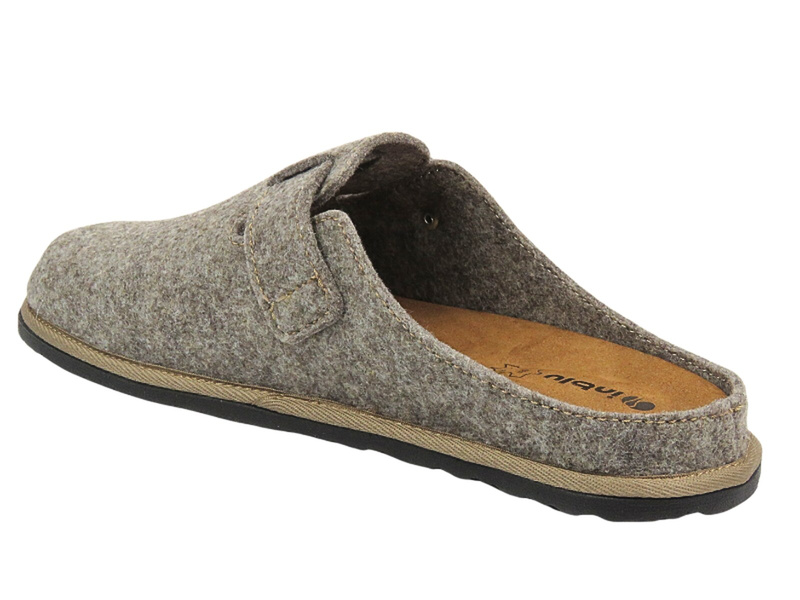 Kapcie męskie ze skórzaną wkładką - INBLU 155M023, brązowe