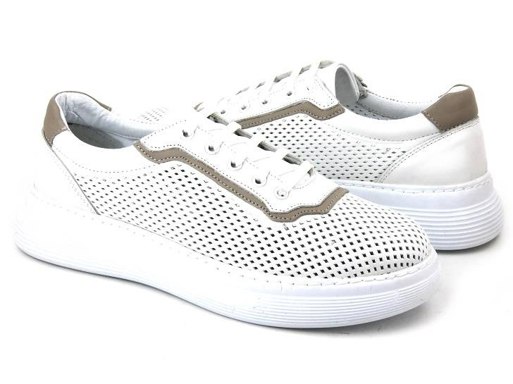 Sneakersy damskie ażurowe - VENEZIA SW523, białe