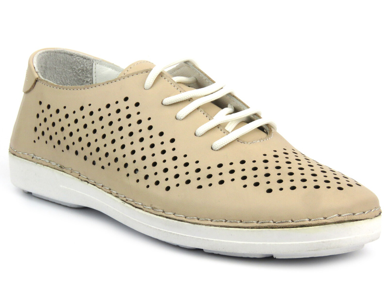 Ażurowe półbuty damskie - Artiker 54C0284, beżowe