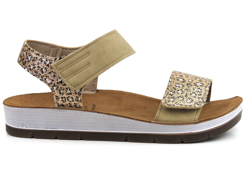 Sandały damskie z panterką - INBLU CP-28, piaskowe