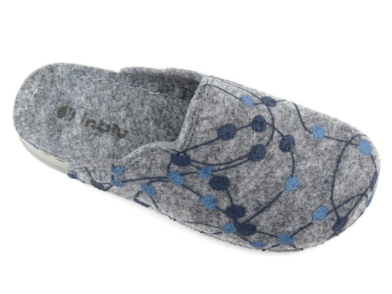 Filcowe kapcie damskie Inblu UA-35, szare w kropki