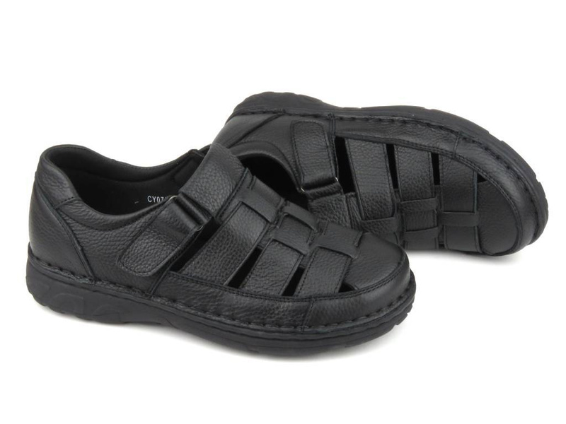 Półbuty męskie z wycięciami - American Club CY07/21, czarne