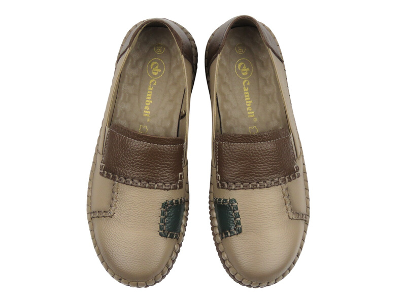 Wsuwane półbuty damskie beżowe Cambell 25-15300