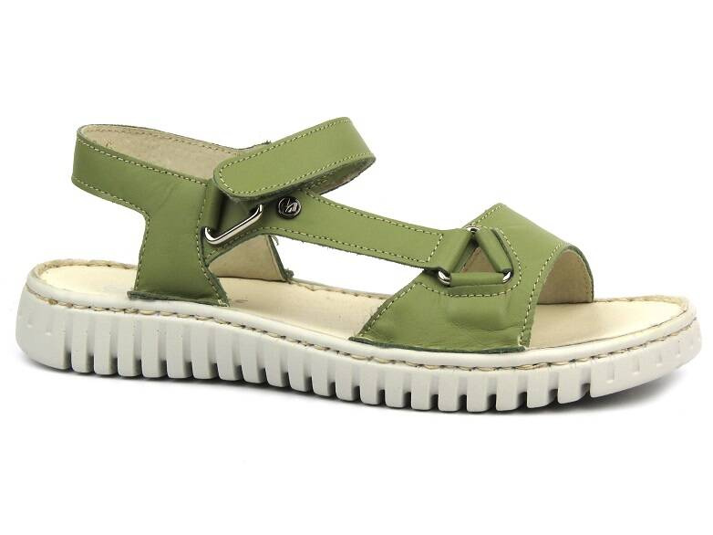 Skórzane sandały damskie polskiej marki - HELIOS Komfort 249S, zielone