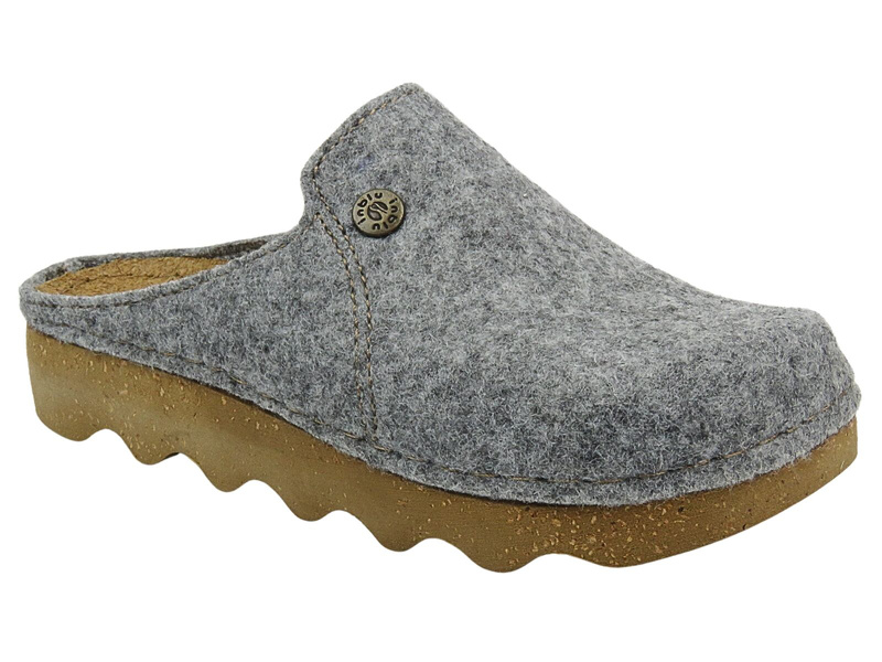 Filcowe Kapcie Damskie Na Korkowej Podeszwie Inblu DK-12 Srebrne Wsuwane