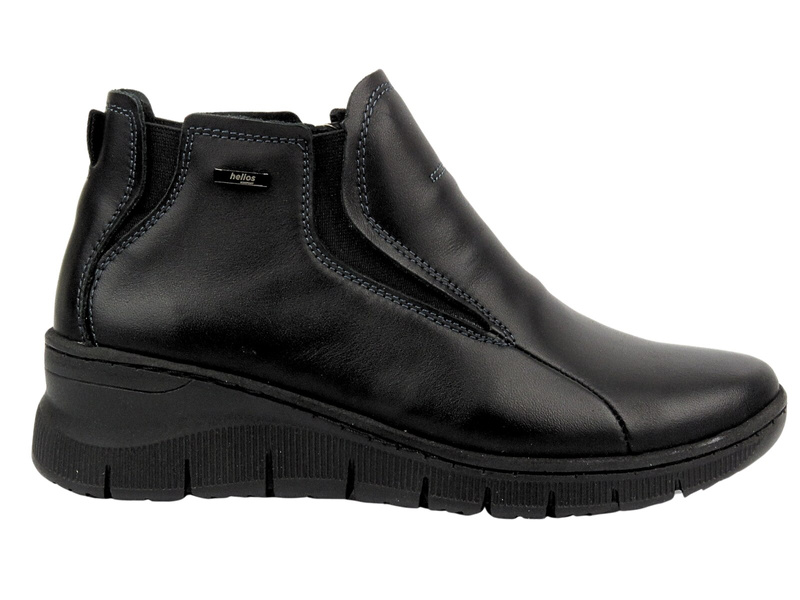 Botki damskie na koturnie HELIOS Komfort 552, czarne 2