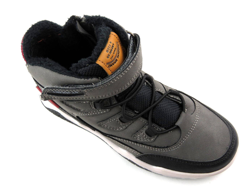 Buty zimowe dziecięce - AMERICAN CLUB ES105/22, ciemnoszare