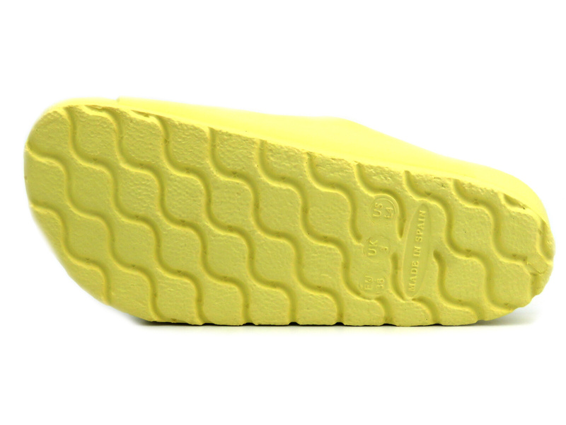 Piankowe klapki damskie z klamrami - Genuins G105294, żółte