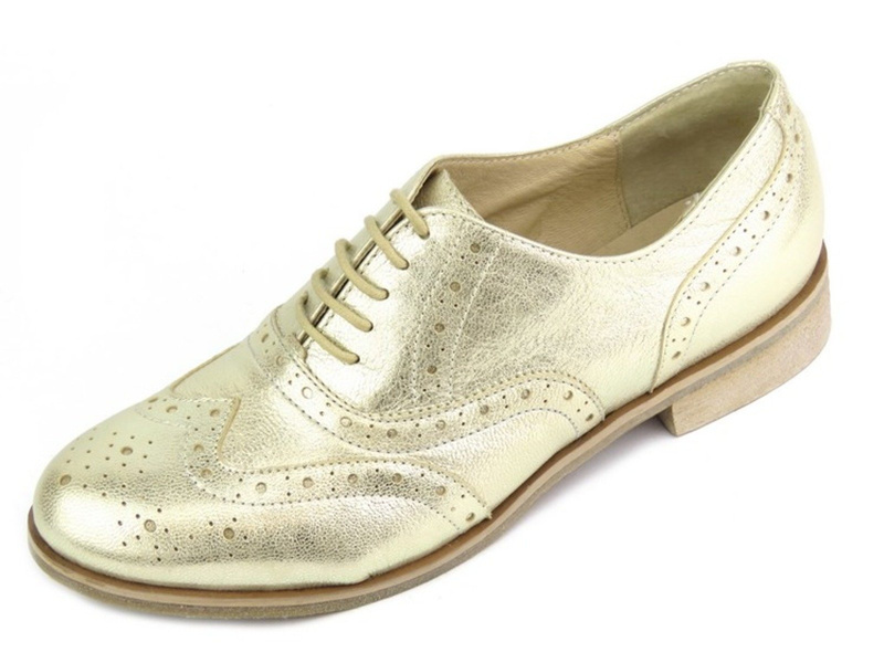 Półbuty damskie w stylu harvardzkim - Kabała 142-203, złote