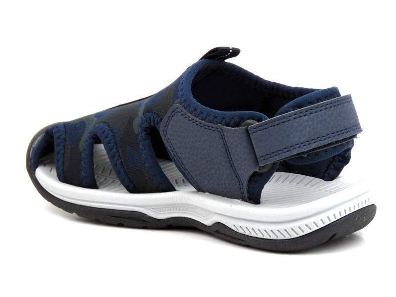 Sandały dziecięce, młodzieżowe z zakrytymi palcami - WOJTYŁKO 22311, granatowe w moro