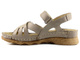 Wygodne sandały damskie na a la drewnianej podeszwie - HELIOS Komfort 256, beżowe