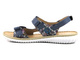 Skórzane sandały damskie na rzepy - Helios Komfort 794S, granatowe