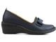 Czółenka, półbuty damskie na koturnie - MANITU 840029-05, granatowe