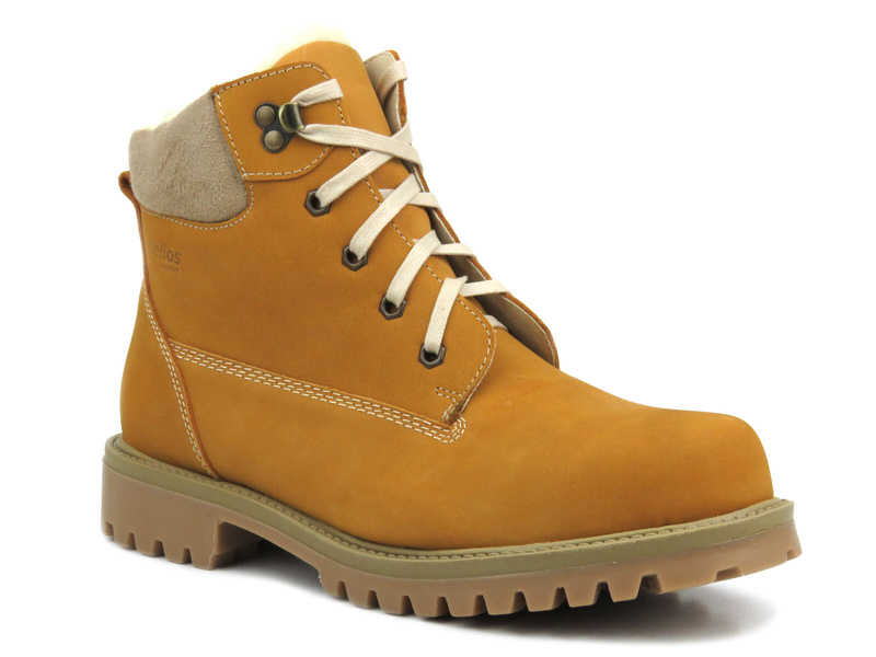 Trzewiki Męskie Z Wełną - HELIOS Komfort 822 Żółte - Na Zamek