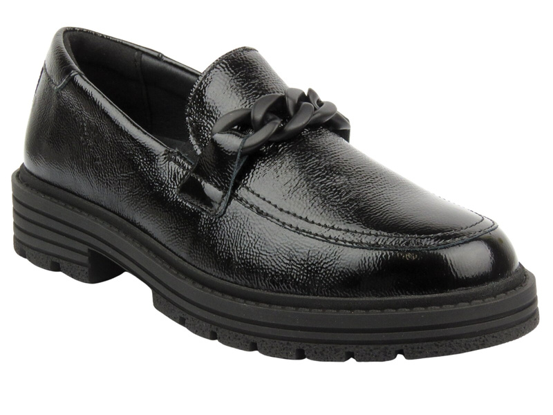 Wygodne, skórzane póbuty damskie - SOLIDUS 63113-00691-KELLY, czarne