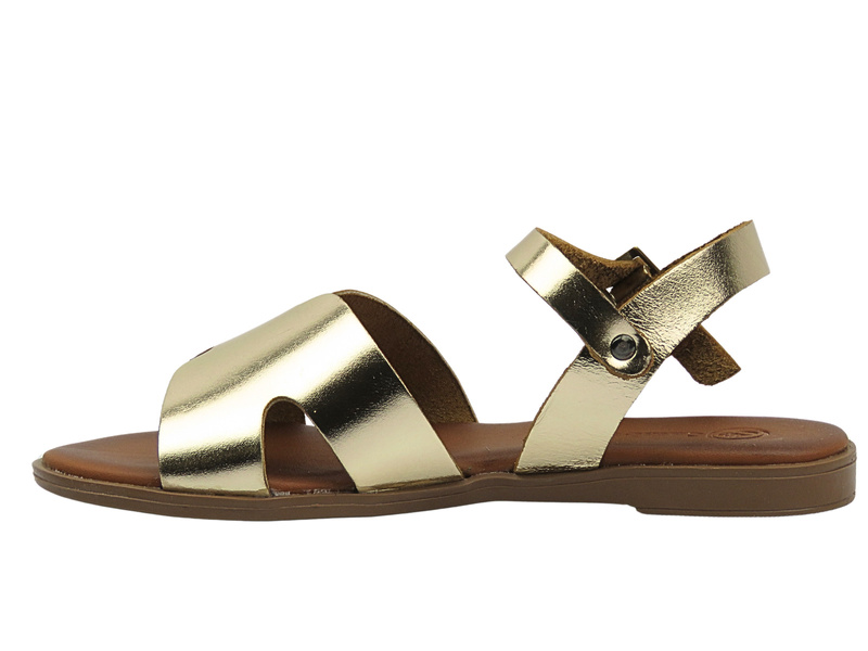Skórzane sandały damskie złote Cambell 25-64302