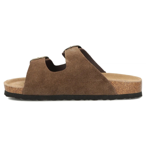 Klapki damskie ze skórzaną wkładką - Filippo DK7061/26, brązowe