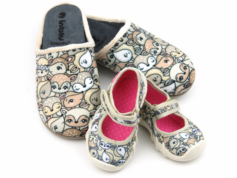 Kapcie dziecięce z linii Mummy & Me - BEFADO 109P240, beżowe z sarenkami