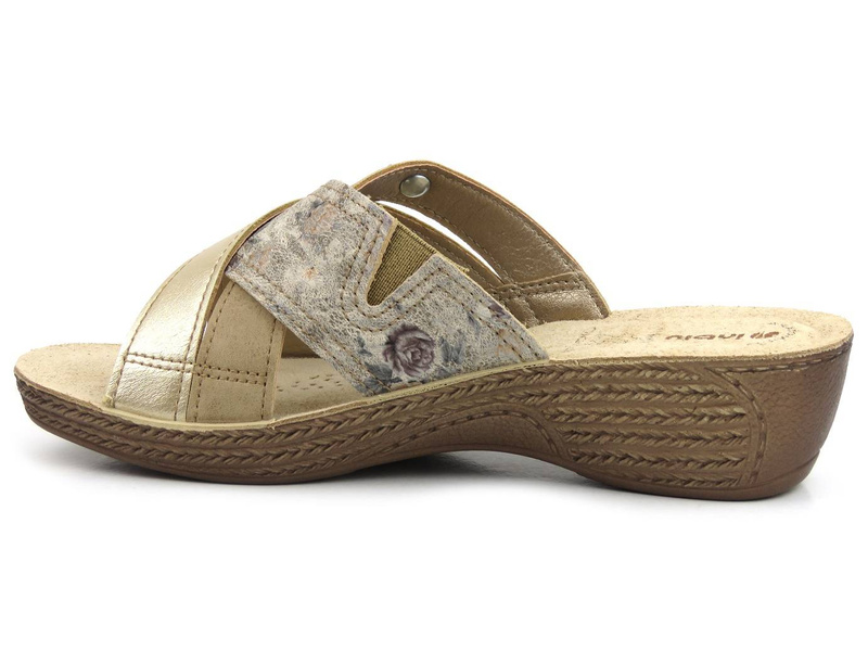 Klapki damskie z trzema paskami - Inblu GL-38, platynowe