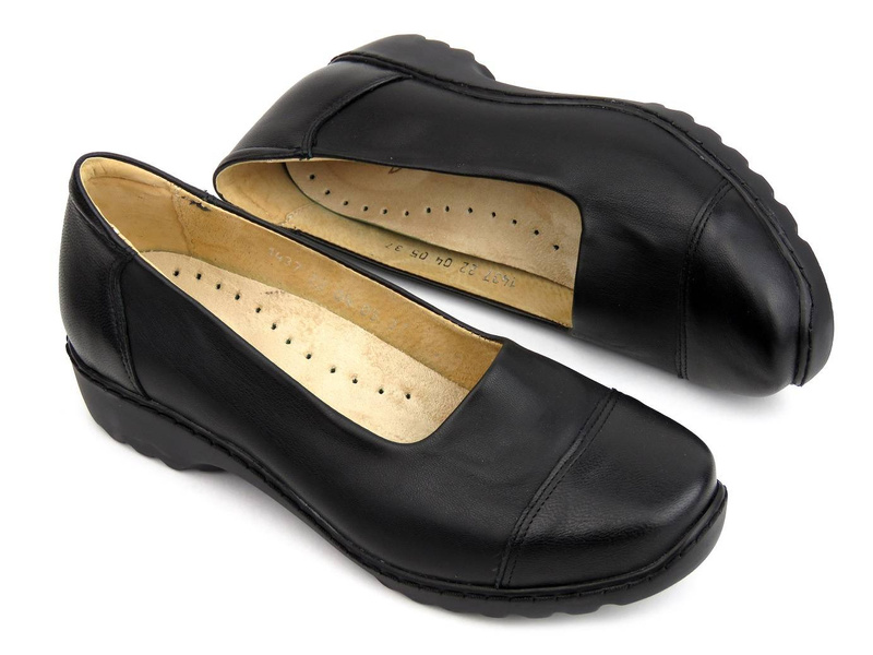 Wygodne, miękkie półbuty damskie ze stretchem - AXEL 1437, czarne