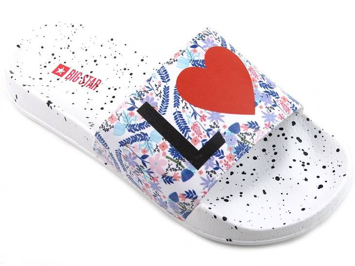 Klapki damskie z napisem LOVE - BIG STAR DD274A256, białe
