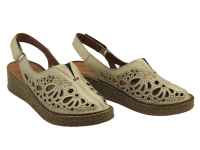 Wygodne sandały damskie z zakrytymi palcami - COMFORTABEL 720040-08, beżowe