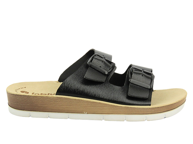 Wygodne klapki damskie ze skóry ekologicznej - INBLU 16, czarne