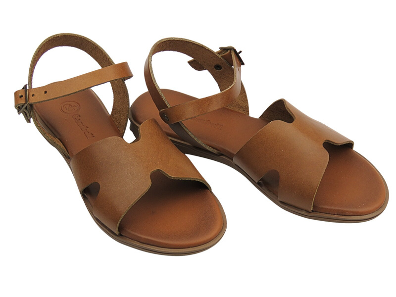 Skórzane sandały damskie brązowe Cambell 25-64302