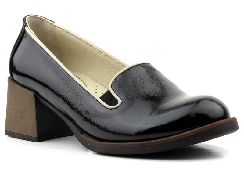 Lakierowane czółenka damskie - VENEZIA 012-141, czarne