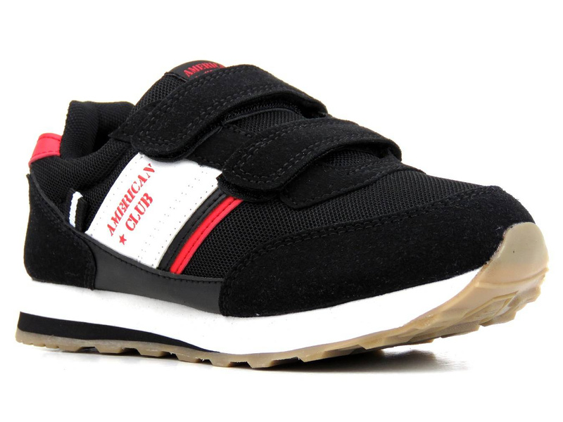 Buty dziecięce sportowe na rzepy - American Club ES 90/22, czarne