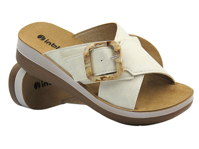 Klapki damskie z klamrą białe INBLU FT-20