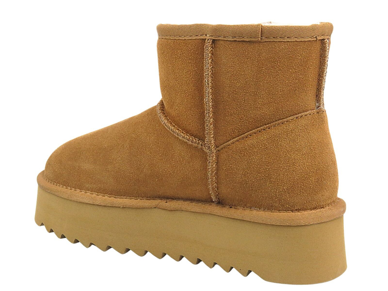 Śniegowce Skórzane Damskie Na Platformie Sokolski Z24-531 Camel Wsuwane