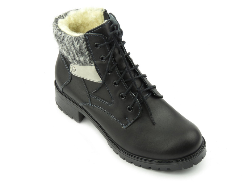 Solidne trapery damskie ze sweterkiem - Helios Komfort 565, czarne