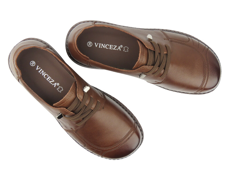 Skórzane półbuty damskie Vinceza 107240, brązowe