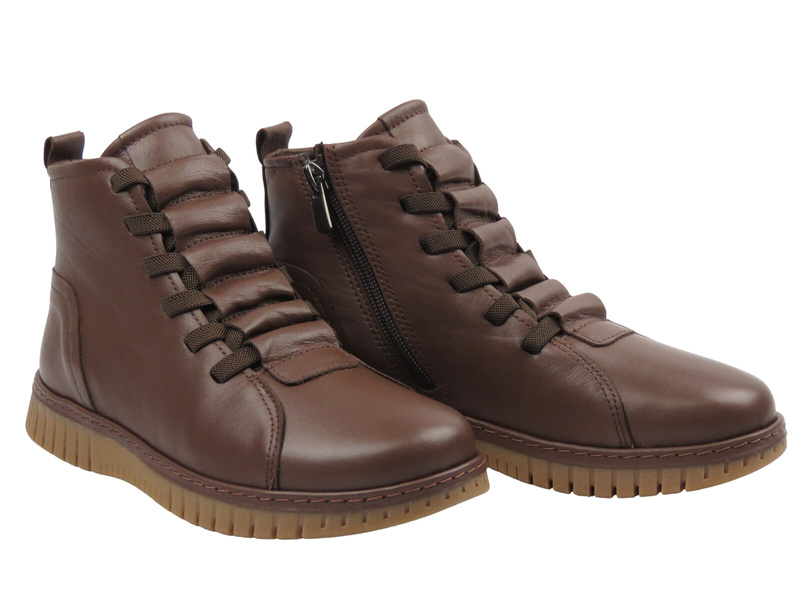 Botki damskie skórzane brązowe Nika Komfort 0363-23662