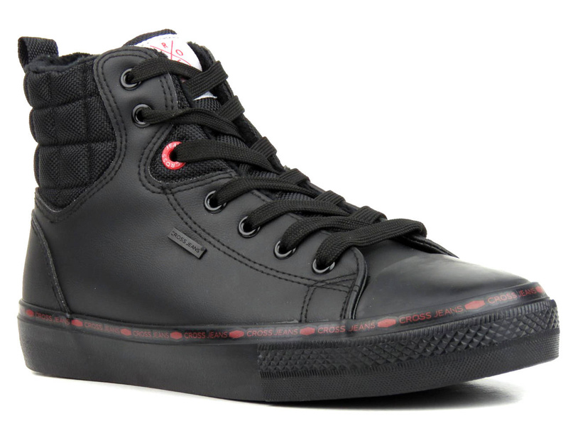 Ocieplane trampki męskie za kostkę - CROSS JEANS KK1R4054C, czarne