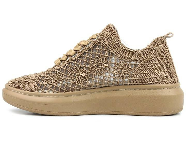 Koronkowe półbuty damskie - Artiker 50C1118, brązowe