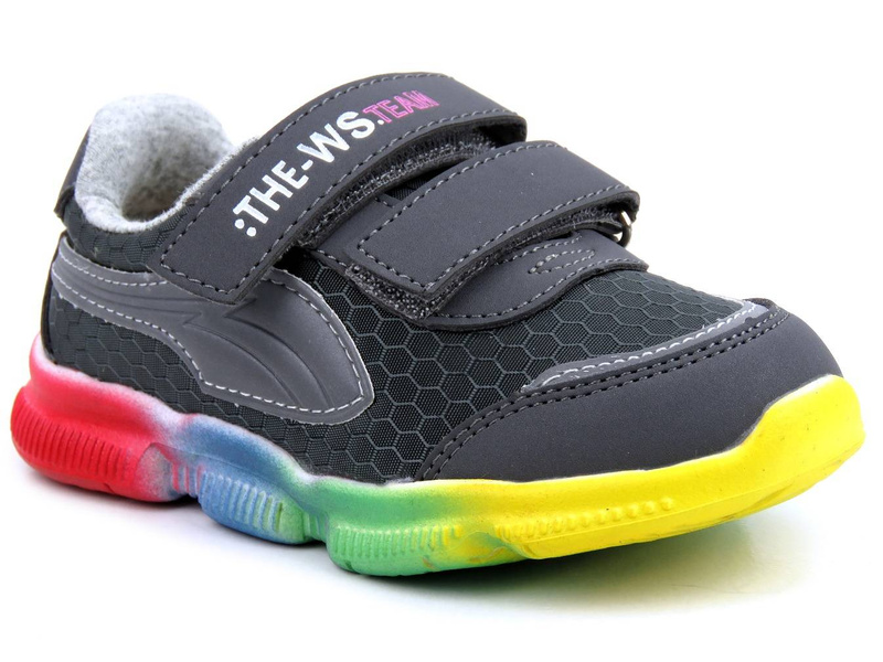 Sneakersy dziecięce z kolorową podeszwą - WEESTEP R366153031, ciemnoszare