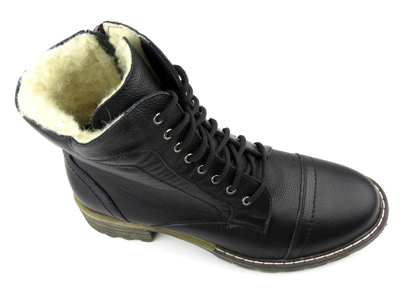 Ciepłe trzewiki, trapery damskie na zimę - WASAK 0546, czarne