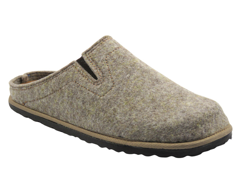 Ciepłe kapcie męskie z wyjmowaną, skórzaną wkładką - INBLU 155M025, brązowe