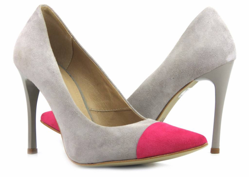 Zamszowe czółenka na szpilce - KATI 1831, szare