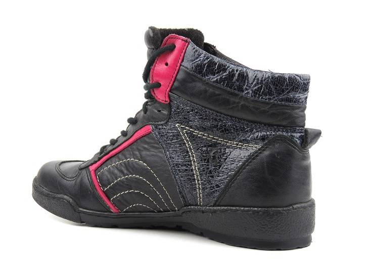 Skórzane trzewiki damskie HELIOS Komfort 777, czarne