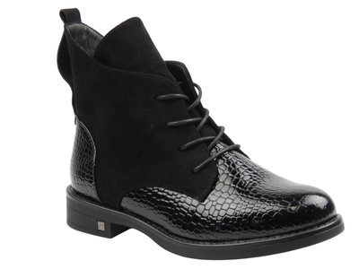 Ocieplane botki damskie czarne Potocki 25-12080