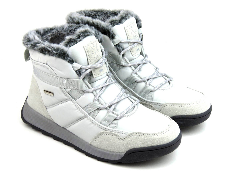 Ciepłe śniegowce damskie sznurowane - CROSS JEANS KK2R4015C, szare