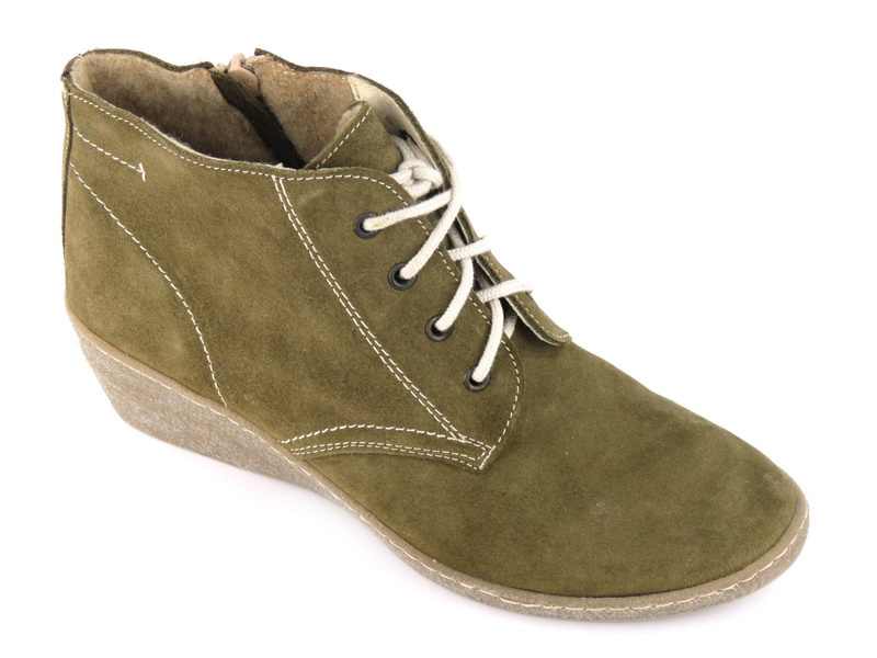 Skórzane botki damskie na koturnie - HELIOS Komfort 681