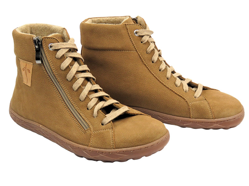Barefoot skórzane minimalistyczne botki damskie camel Nika Komfort 1443