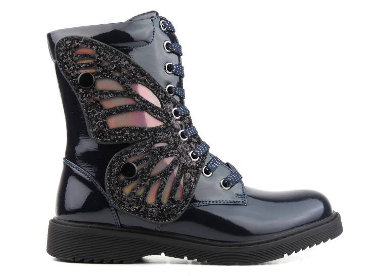 Kozaki dziecięce, młodzieżowe a la motyl - WEESTEP R652256261, granatowe