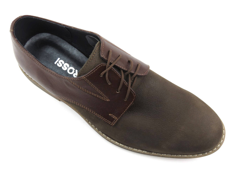 Skórzane półbuty, caponki męskie ROSSI 810, brązowe