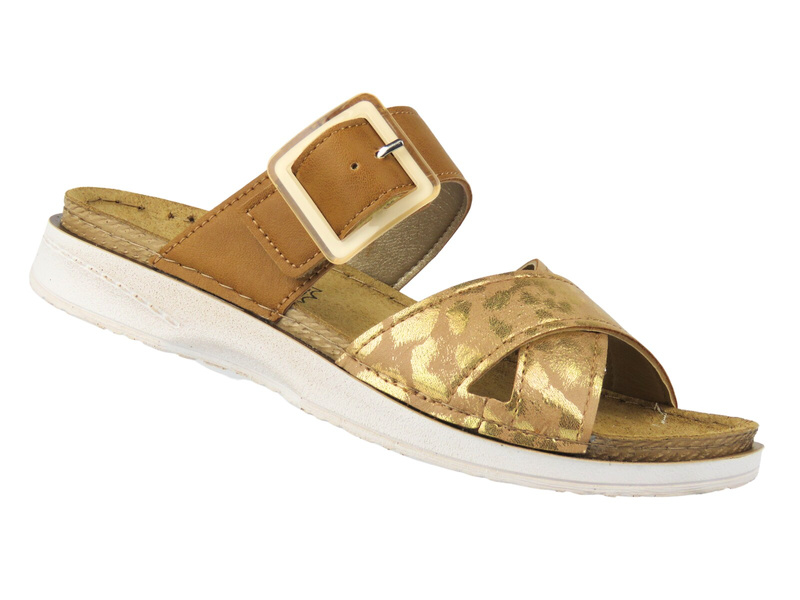 Wygodne klapki damskie Inblu FA-06, camel